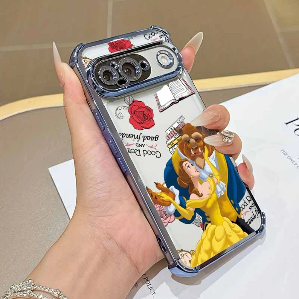 Beauty and the Beast Phone Case For Google Pixel 10A 9A 9 8A 8 7A 7 Pro XL Plating Drop-proof Transparent Soft Cover