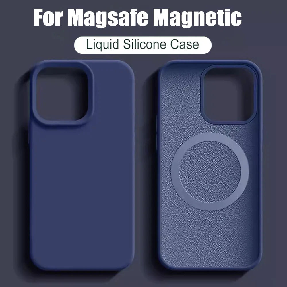 For Magsafe Liquid Silicone Magnetic Phone Case For iPhone 17 16 15 13 14 Pro Max Plus Cover For iphone 17 Pro Max Accessories