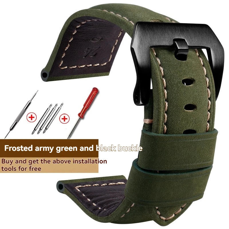 For Panerai Fossil SEIKO TISSOT Watchband Genuine Leather Bracelet male Frosted cowhide Strap Watch band 22 24mm 26m Accessories