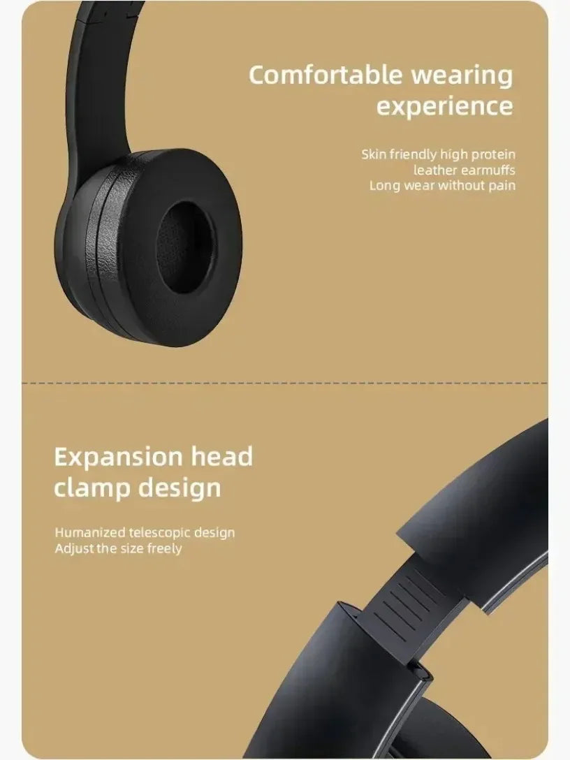 P47 Wireless Bluetooth Headphone With Microphone Foldable Headsets Bass HiFi Sound Music Stereo Earphone For Smartphones TV Game