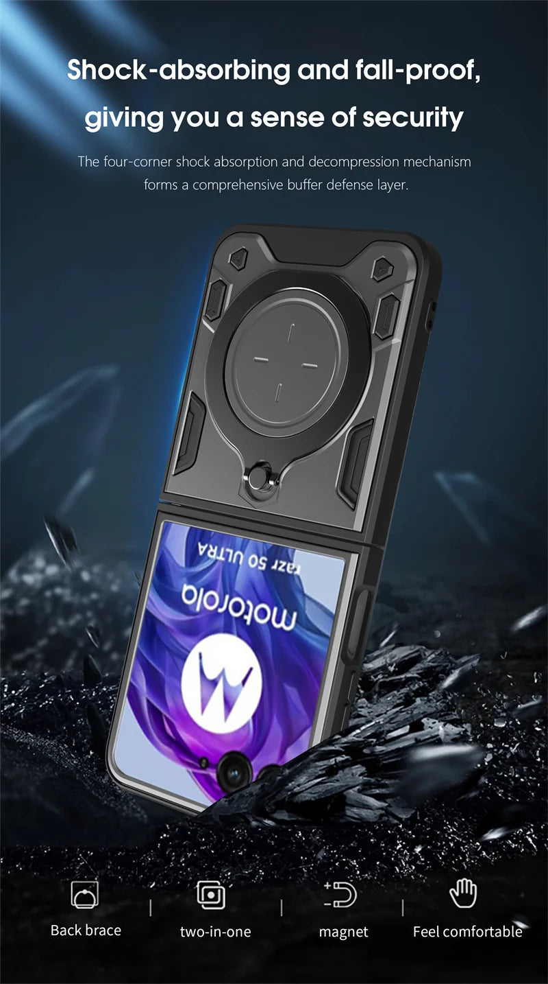 Heavy Duty Protective Magnetic Cover For Motorola Moto Razr 70 60 50 40 Ultra Razr+ 2026 2025 2024 Case With Ring Holder Stand