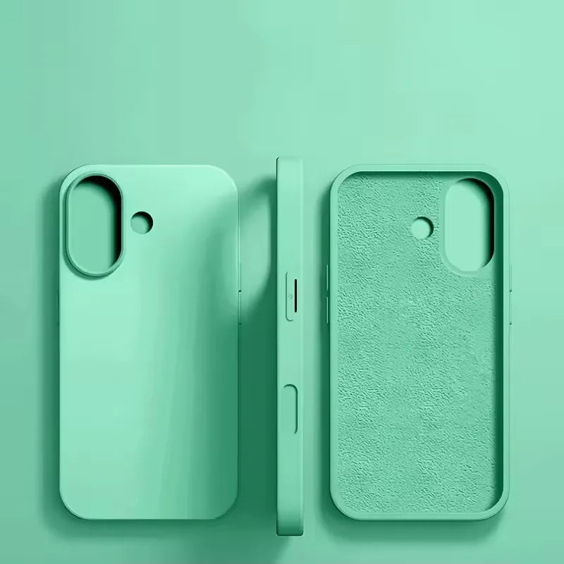 For iPhone 16 15 14 13 12 11 Pro Max Plus Luxury Liquid Silicone Phone Case NEW Matte Shockproof Cover Soft TPU Protective Shell