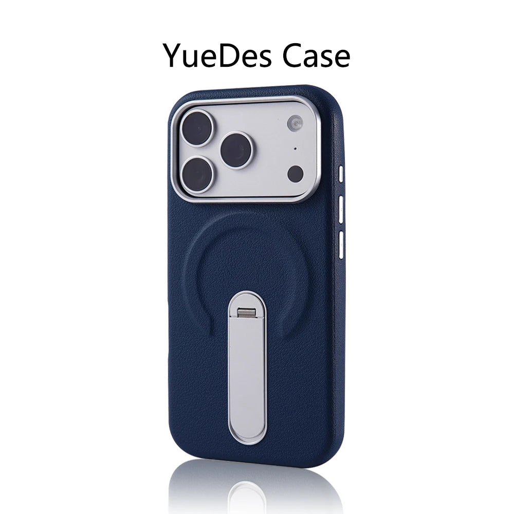 Luxury Rotation KickStand Business Leather Case For iPhone 18 17 Pro Max 16 15 14 13 For MagSafe Magnetic Matte Shockproof Cover
