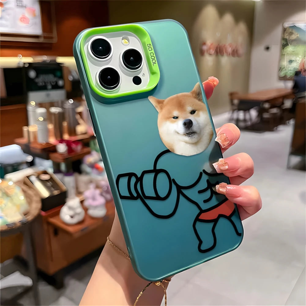 Funny Fitness Dog And Cat Phone Case For Samsung Galaxy S23 S24 S25 Ultra S22 S21 S20 Plus FE A15 A35 A54 A55 Cover For Couple