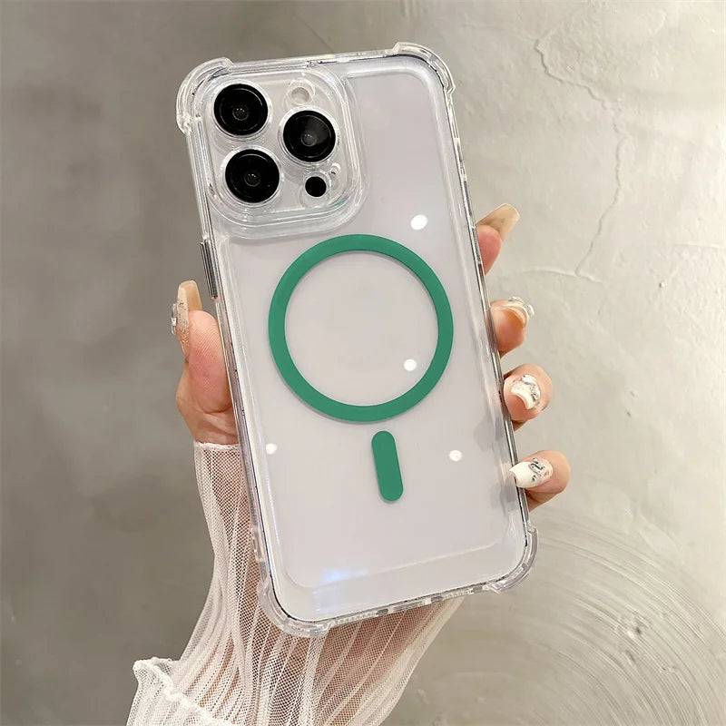 Wireless Charge Case For iPhone 17 16 15 14 13 12 11 Pro Max Magnetic For Magsafe Phone Cases For iPhone Air 15 14 16 Plus Cover