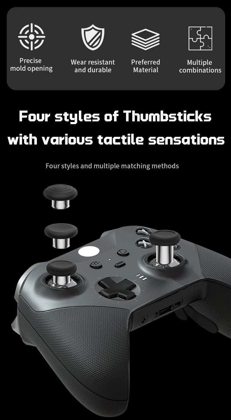 Suitable for Xbox Elite Series 2 Controller 14 in 1 Metal Accessories, Different Height Joysticks and Back Keys - Black Metal SE