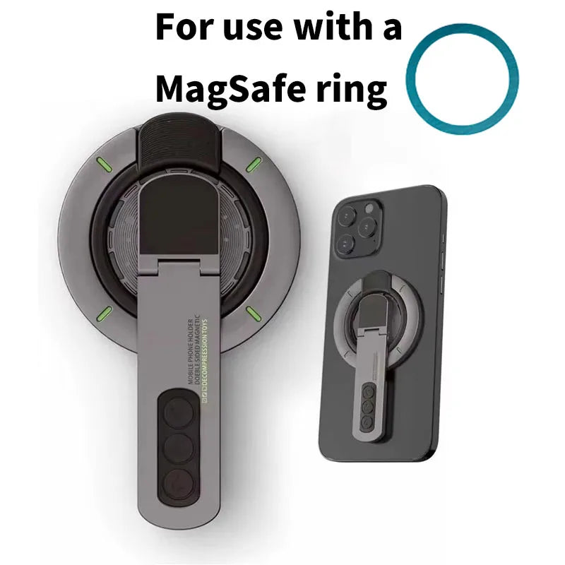 Dual-Sided Magnetic Portable Multi-Function Phone Ring Holder 360° Rotating Desktop Stand Compatible with Multiple Phone Models