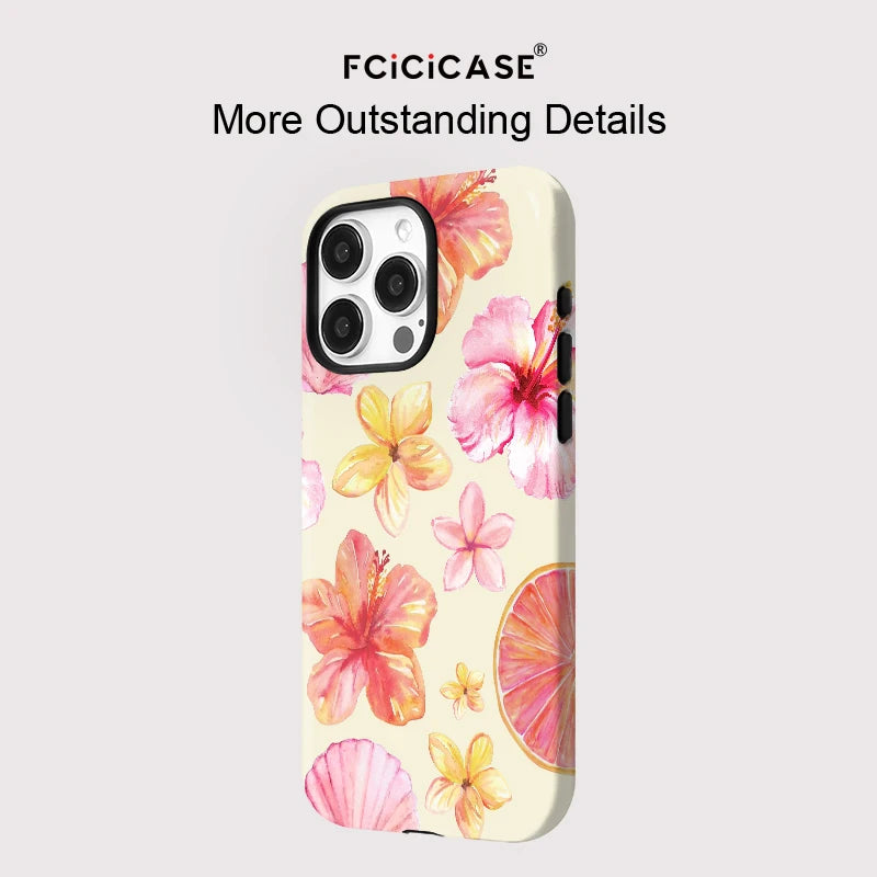 For Magsafe 2 in 1 Flower Pattern Case For iPhone 11 12 Pro 13 14 Plus 15 16 Pro Max Luxury Magnetic Shockproof Phone Cover
