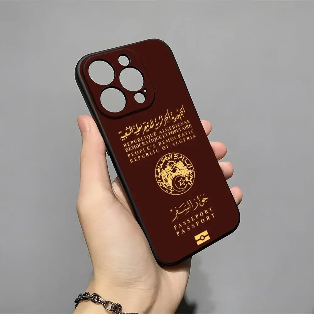Algeria Map Flag Passport Phone Case For iPhone 17 16 15 11 12 14 13 Pro Max Mini XS XR 7 Plus 17E Air Shockproof Silicone Cover