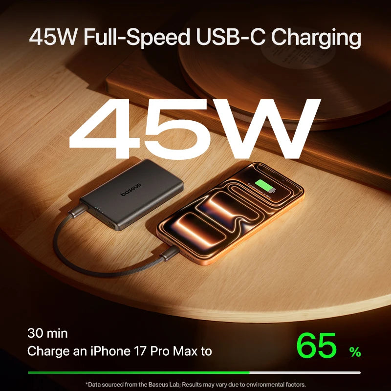 Baseus Qi2.2 25W Power Bank 10000mAh Magnetic Wireless Charging PD 45W USB-C Power Bank For iPhone 17 16 Pro Max Samsung S25