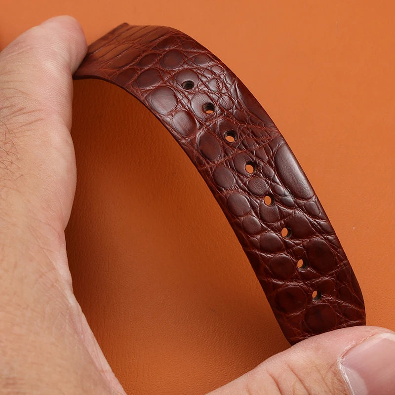 High end crocodile leather strap, 18 19 20 21 22MM. Black brown soft, quick release, leather luxury men's and women's watchband