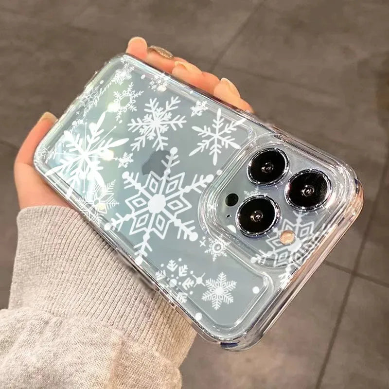 Christmas Winter Snowflake Shaped Pattern Soft Cover For iPhone 17 16E 16 15 14 Plus 13 12 11 Pro MAX 17 Air Phone Case