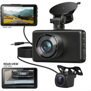 2.5K HD Front and Rear Cameras Dash Cam, 3” IPS, Night Vision, 1440P QHD, 170° Wide Angle, G-Sensor, 24H Parking Mode, Type C
