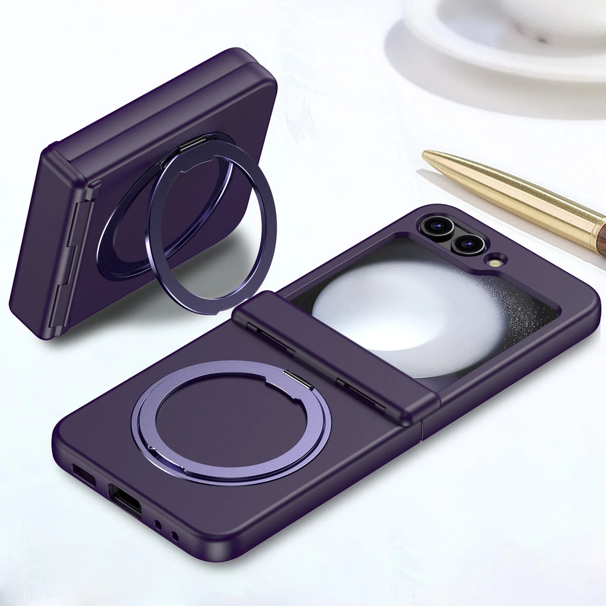 Solid Color Magnetic for Magsafe Hard Phone Case for Samsung Galaxy Z Flip 8 7 6 5 Shockproof Armor Protective Cover