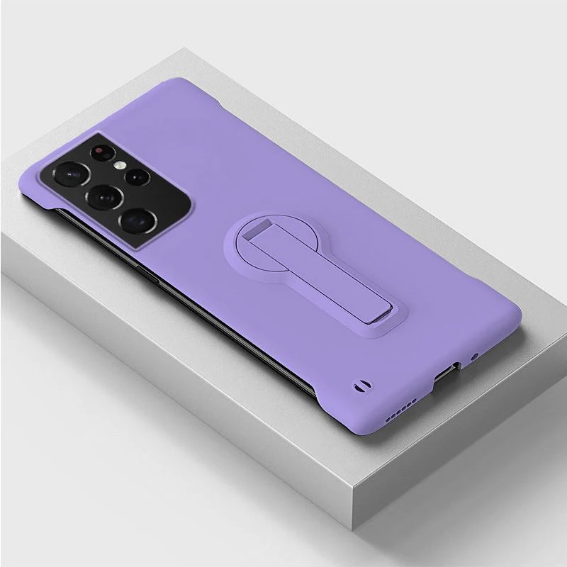 Luxury Frameless Hard PC Phone Case For Samsung S24 S23 S22 S21 S20 S25 Edge FE S10 Note 20 Ultra 10 Plus Stand Back Cover