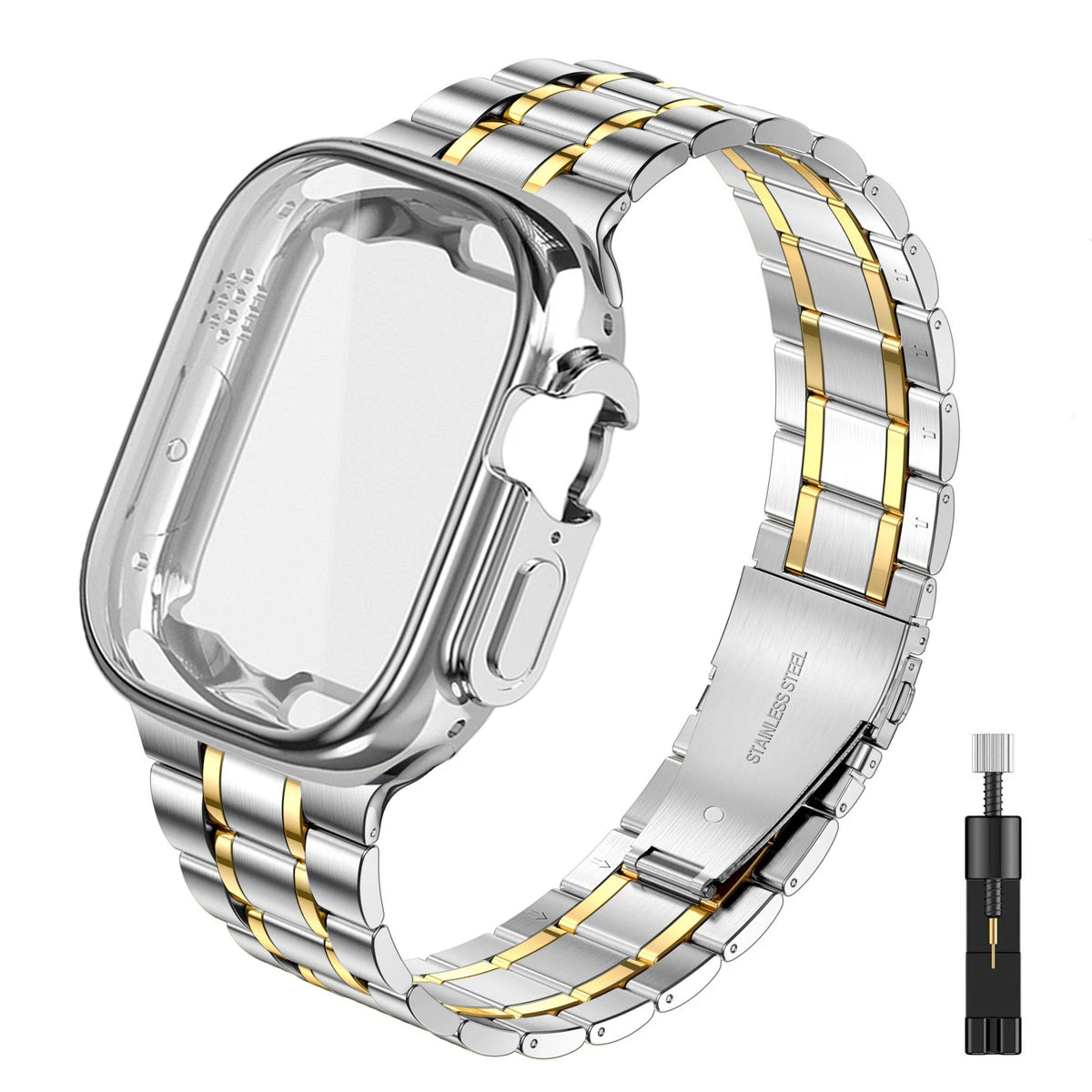 Case+Strap for Apple watch band Ultra2 3 49mm 44mm 40mm 45mm 41mm 42mm Stainless Steel bracelet iWatch Series 3 6 SE 7 8 9 10 11