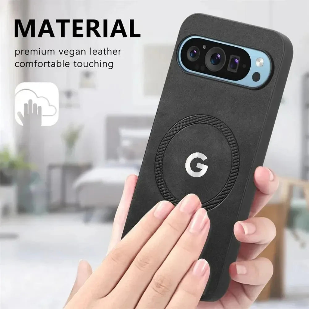 Fashion Skin-friendly Leather Slim Case For Google Pixel 10 9 Pro XL 8 7 9A 8A 7A Magnetic Charge Full-Pack Shockproof Cover