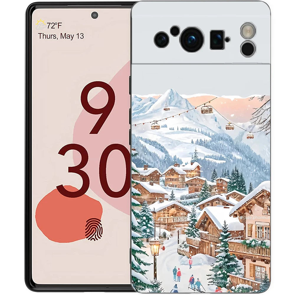 Cartoon Christmas Style Phone Case For Google Pixel 10A 10 9 8 7 6 Pro XL 9A 8A 6A 7A 5G Soft Shockproof TPU Black Cover