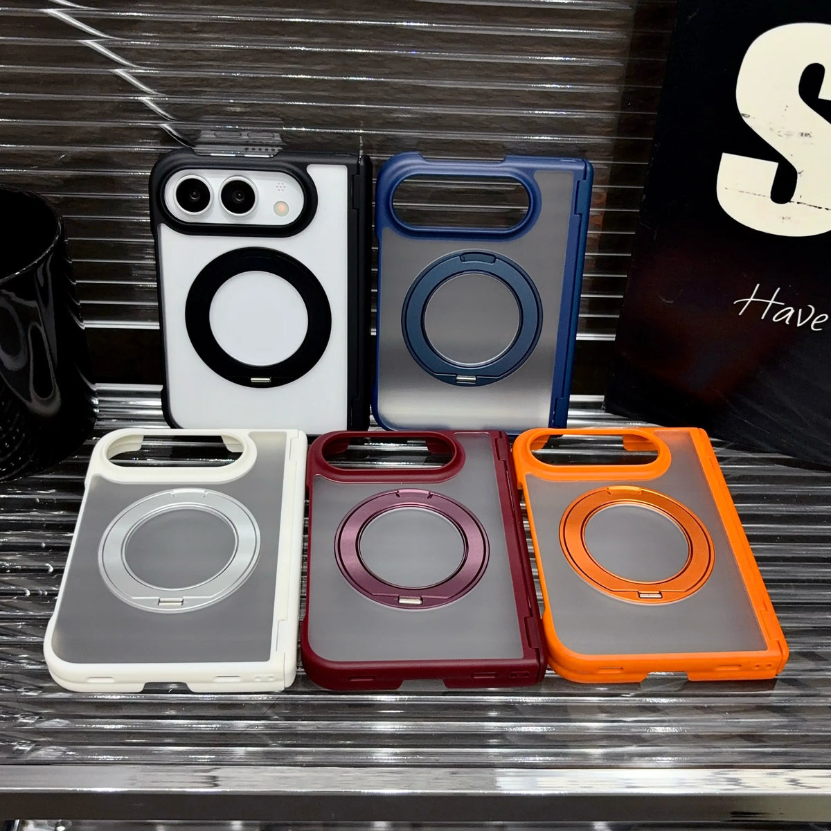 Matte Translucent Skin Feel Magnetic Stand Phone Case For iPhone 18 Ultra 18 Fold 360° Rotate Metal Holder Cover For Magsafe