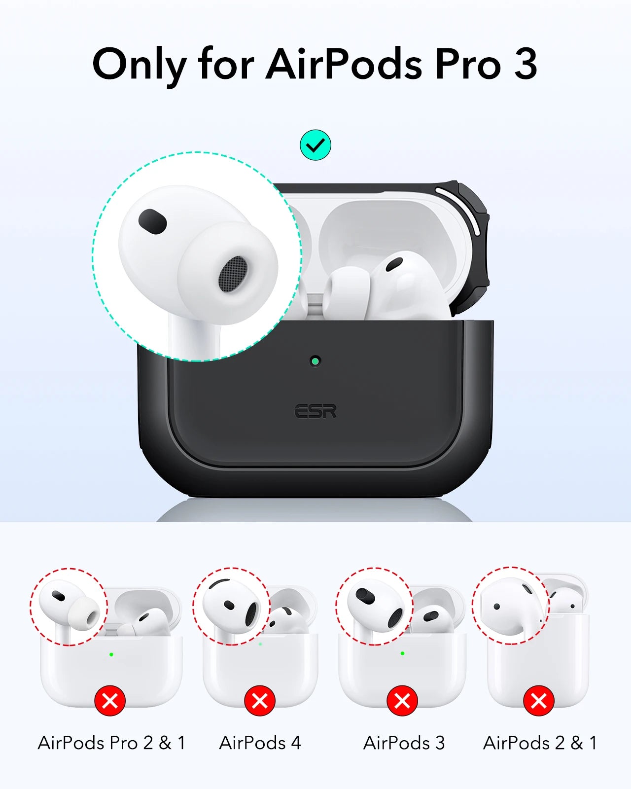 ESR for AirPods Pro 3 Case (2025) Compatible with Airpods Pro 3rd Generation Earphone Case Powerful Drop Protection Cover