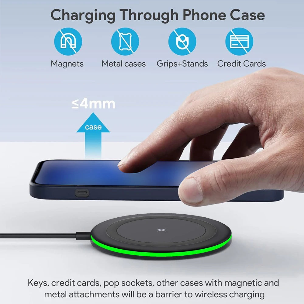 30W Wireless Charger For iPhone 17-12 Pro XS Max X XR Induction Fast Wireless Charging Pad For Samsung S Xiaomi Type C