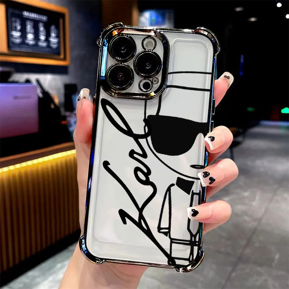 Creative Luxury k-Karls-Pattern Plating Phone Case For Samsung S26 S25 S24 S23 S22 S21 S20 FE Note20 Edge Plus Ultra 4G 5G Cover