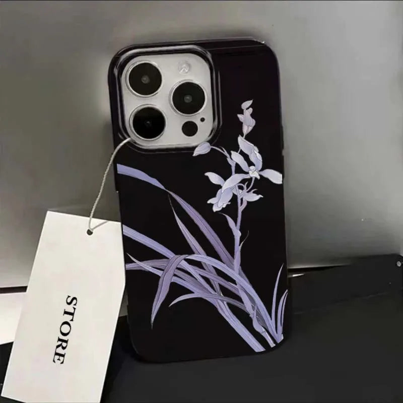 Lily Orchid Flower Print Soft Phone Case For iPhone 16 17 15 14 13 12 11 Pro Max XS X 7 8 16e 16 Plus SE 2022 Shockproof Cover