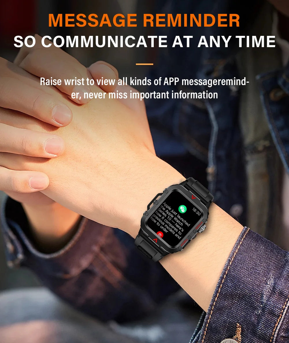 G.L Wear 2026 Smartwatch Outdoor Sport Fitness HR SpO2 Sleep Monitor LED Flashlight Bluetooth Call Men Women