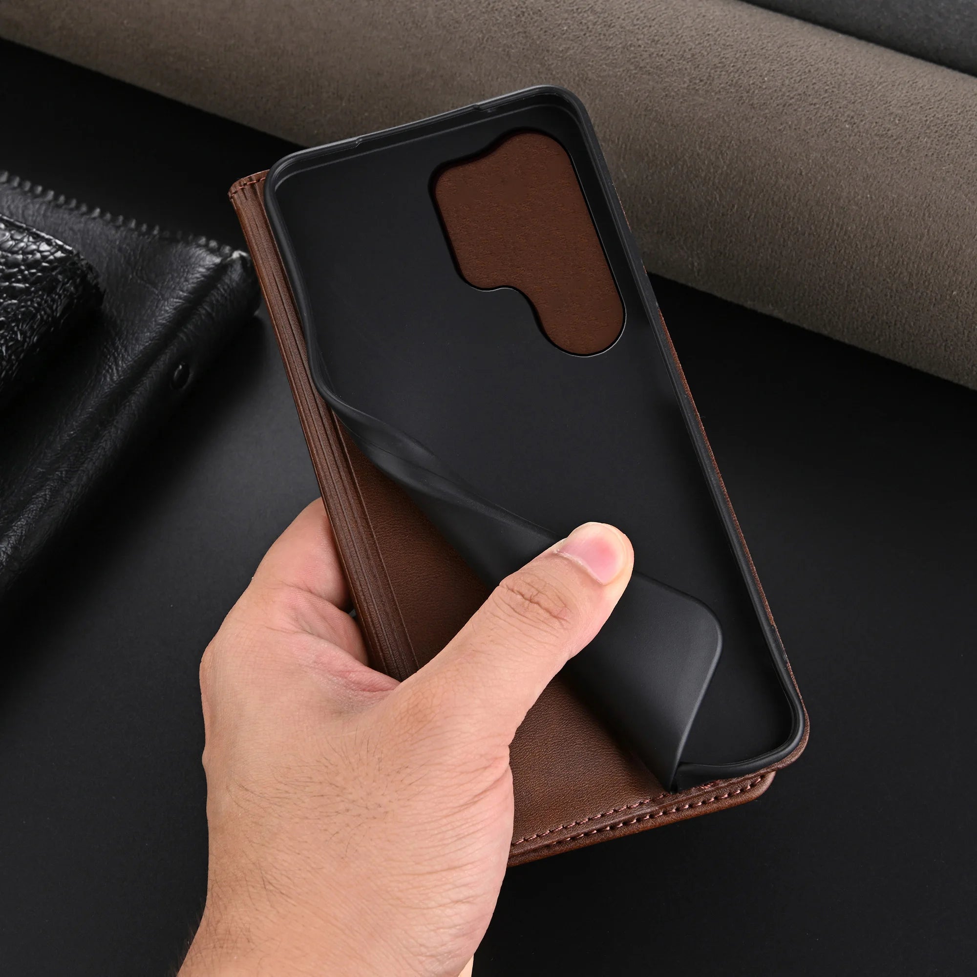 EUCAGR PU Leather Wallet Phone Case For Samsung Galaxy S26Ultra/S25/S24/S23/S22/S21/S22/S21/S20/S10/S9/S8 Cord Slot Holder Cover