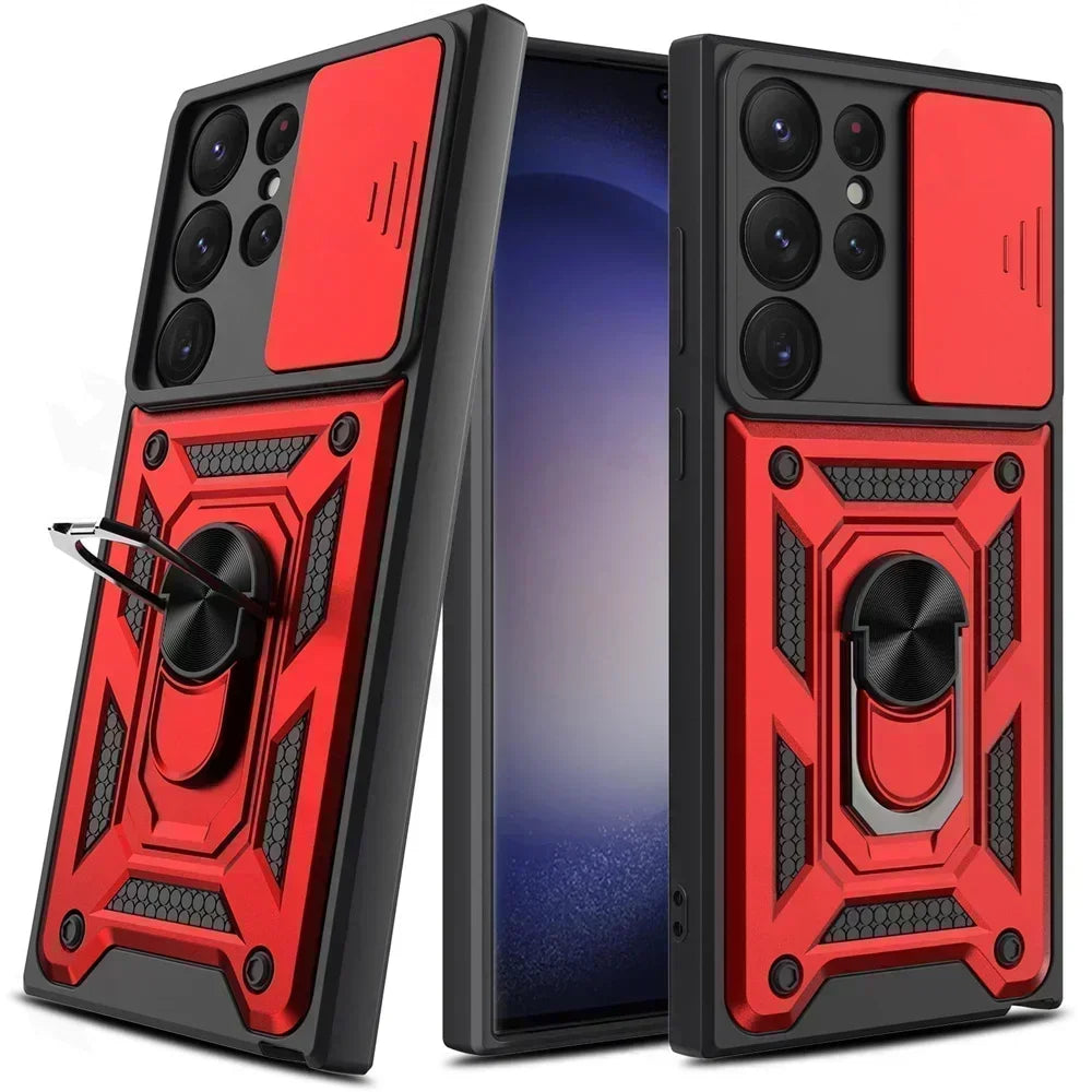 Armor Rotate With Ring Stand Camera Lens Anti-Scratch Case For Samsung Galaxy S24 S23 S22 Ultra S21 S20 Plus FE A54 A34 5G Cover