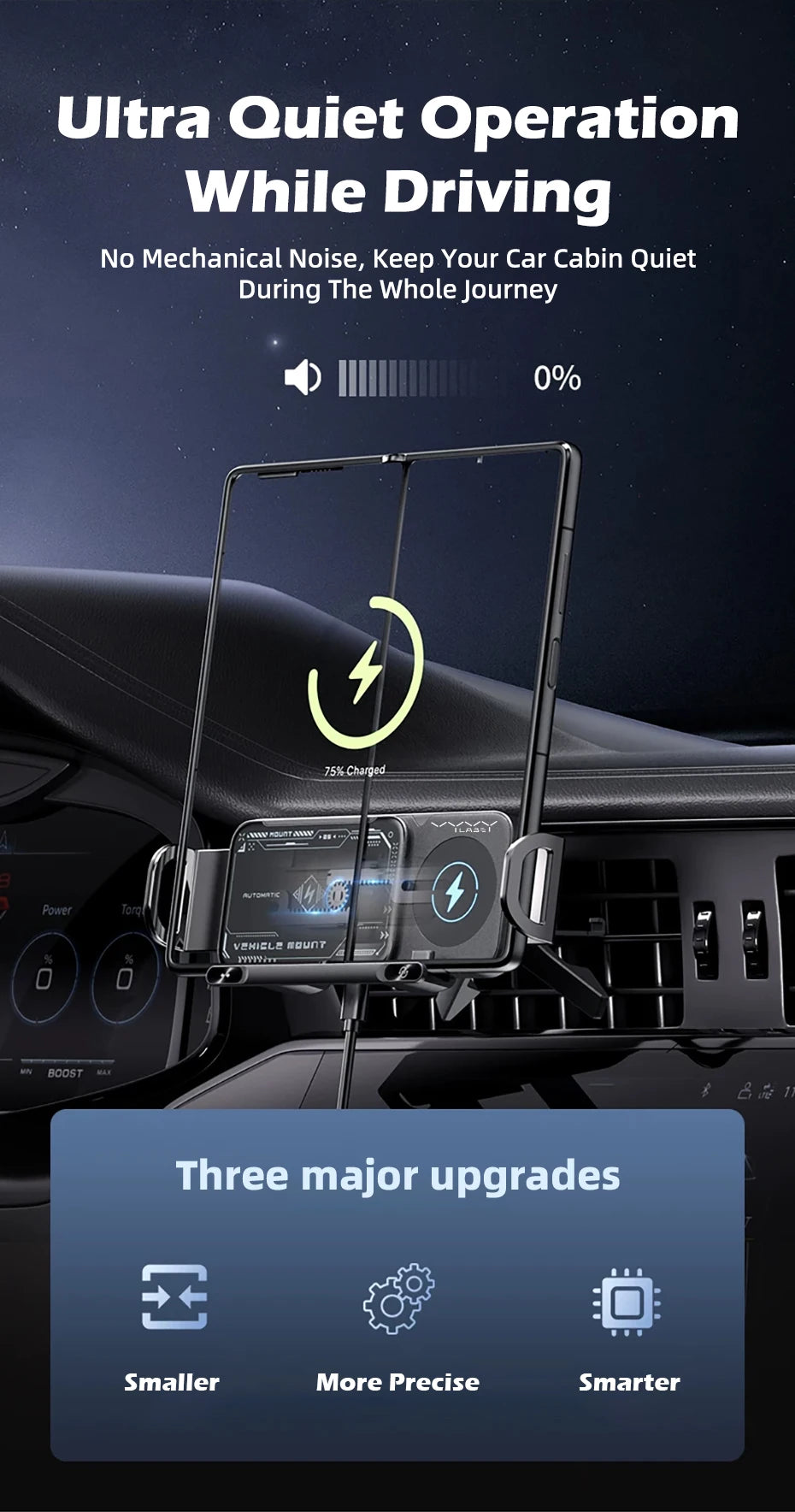 Car Wireless Phone Holder Fast Charging Air Vent Mount Screen Phone Stand for Samsung Galaxy Z Fold 6 5 Flip 4 3 Tablet Holder
