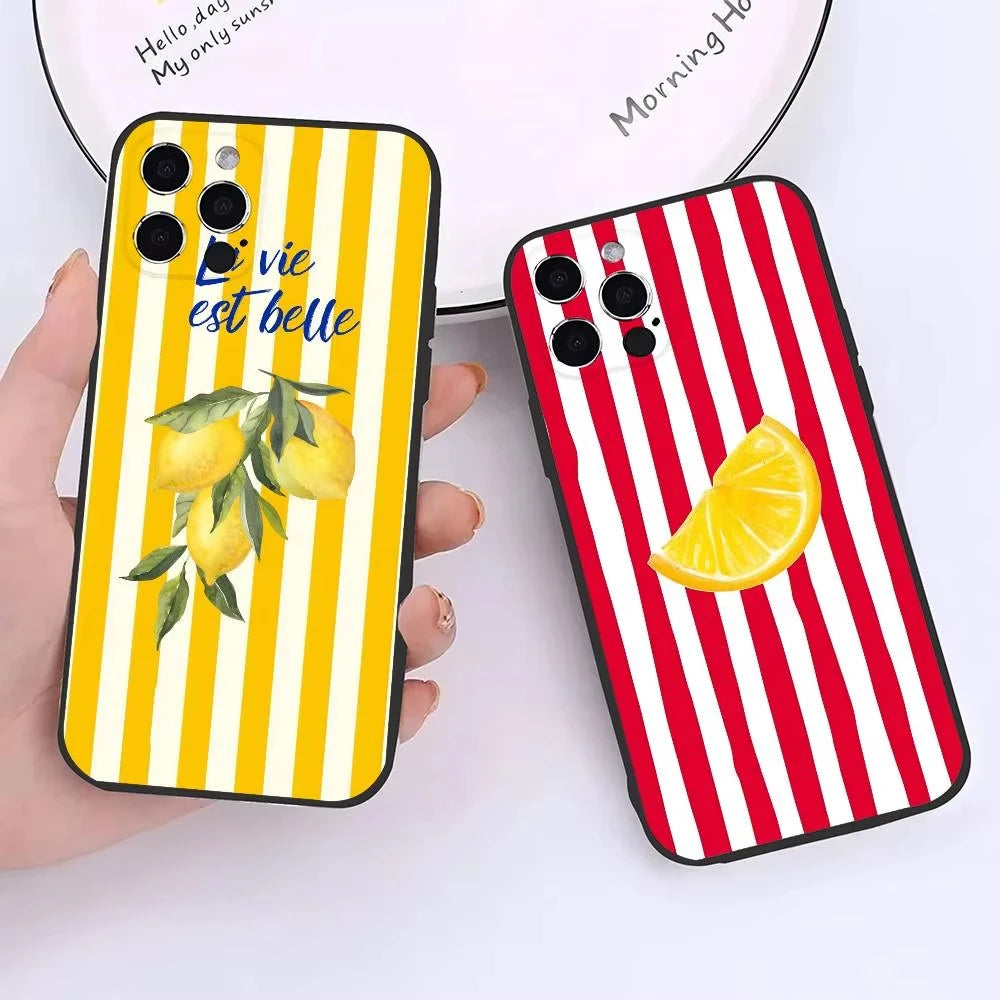 Summer Fruit Lemon Phone Case For Samsung Galaxy S26 ULTRA S25 S24 S23 S22 S21 S20 Ultra Plus FE Note 20 10 Plus Silicone Cover