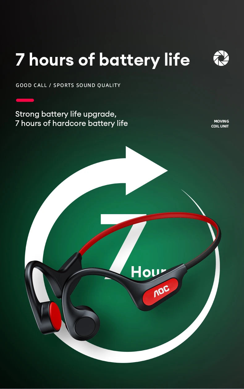 AOC ACN4521 Bone Conduction Wireless Headphone Ear Hook Cycling Sports OWS Earphones Waterproof Low Latency Bluetooth Headset