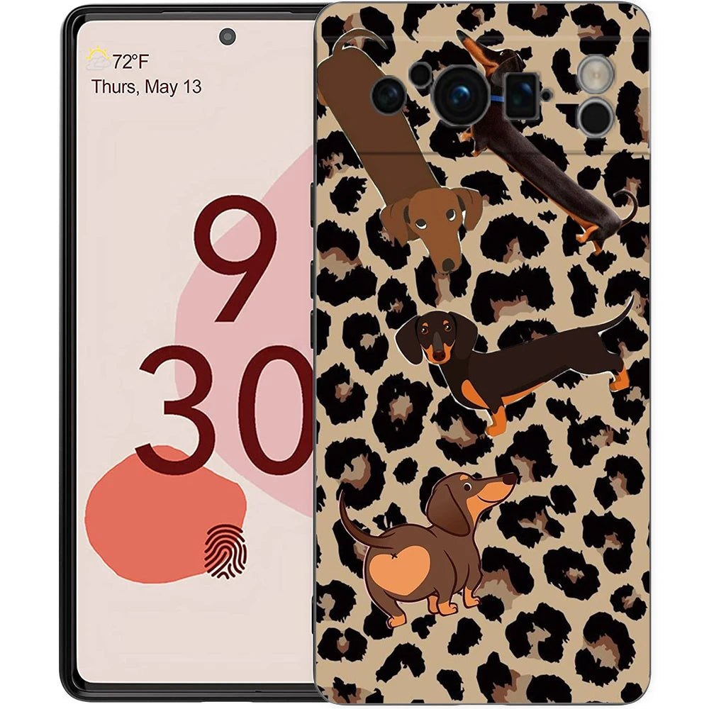 Cute Dachshund Bulldog Phone Case For Google Pixel 10A 10 9 8 7 6 Pro XL 9A 8A 6A 7A 5G Soft Shockproof TPU Black Cover