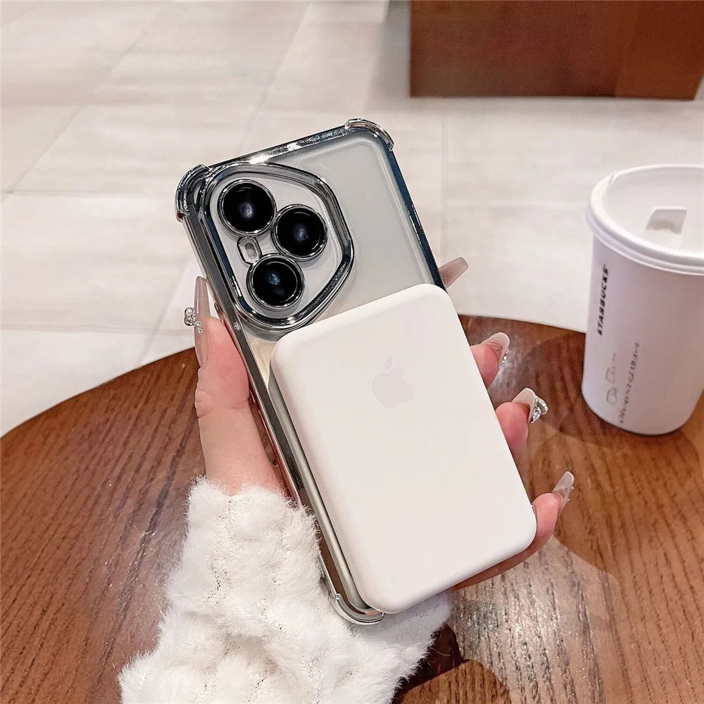 Luxury Plating Shockproof Clear Magnetic Phone Case For iPhone X XS Max XR 7 8 6 6S Plus SE 2020 Soft Silicon Cover Bumper Funda