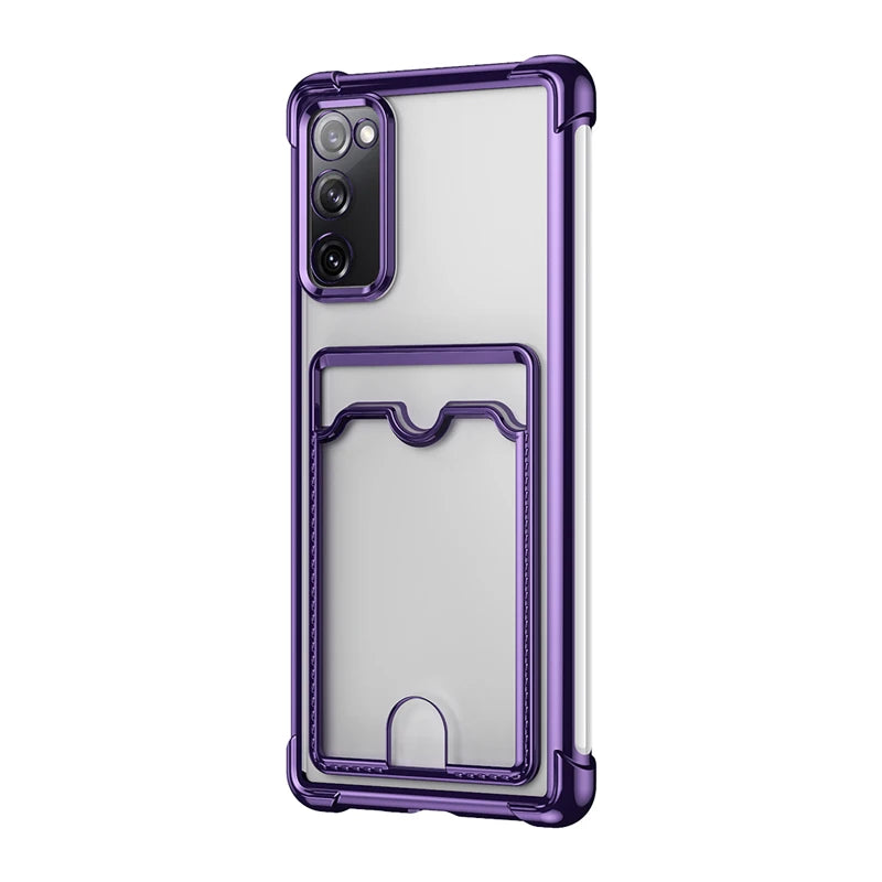 Luxury Shockproof Phone Case For Samsung Galaxy S25 Edge S24 S23 S22 S21 S20 FE Note 20 Ultra 9 Transparent Card Slot Bag Cover