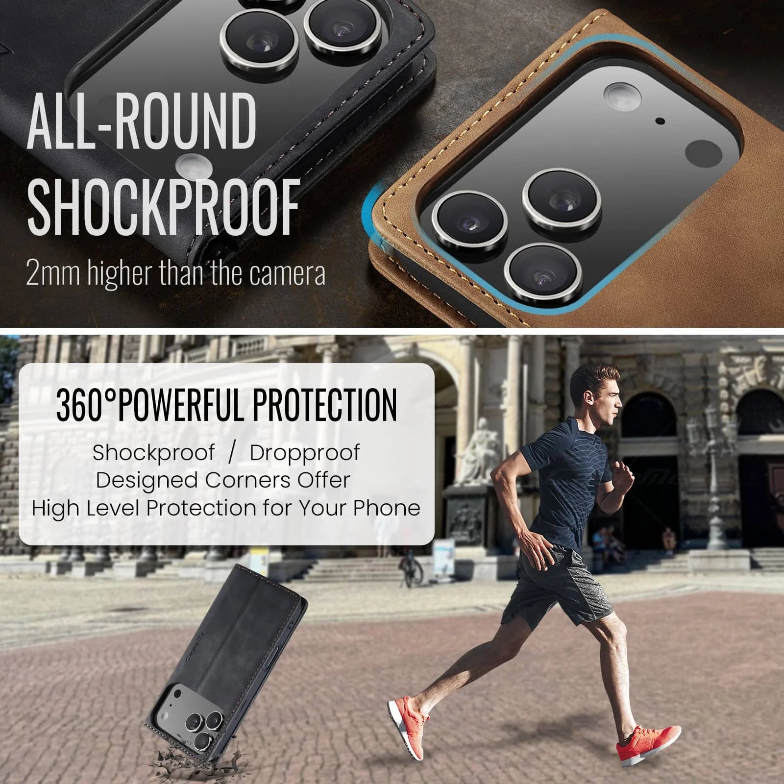 Flip Wallet Case for iPhone 17 Pro Max 17 iPhone Air 17 Pro, Leather Magnetic Folio Cover with Card Holder, Kickstand - TPU Case