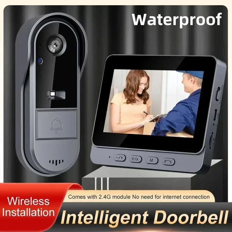 Waterproof Smart 2.4G Wireless Doorbells Video Intercom Camera Inteligente Night Vision 4.3inch Screen For Security Home