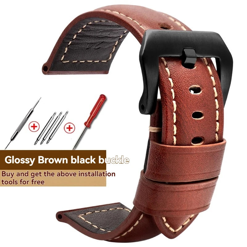 For Panerai Fossil SEIKO TISSOT Watchband Genuine Leather Bracelet male Frosted cowhide Strap Watch band 22 24mm 26m Accessories