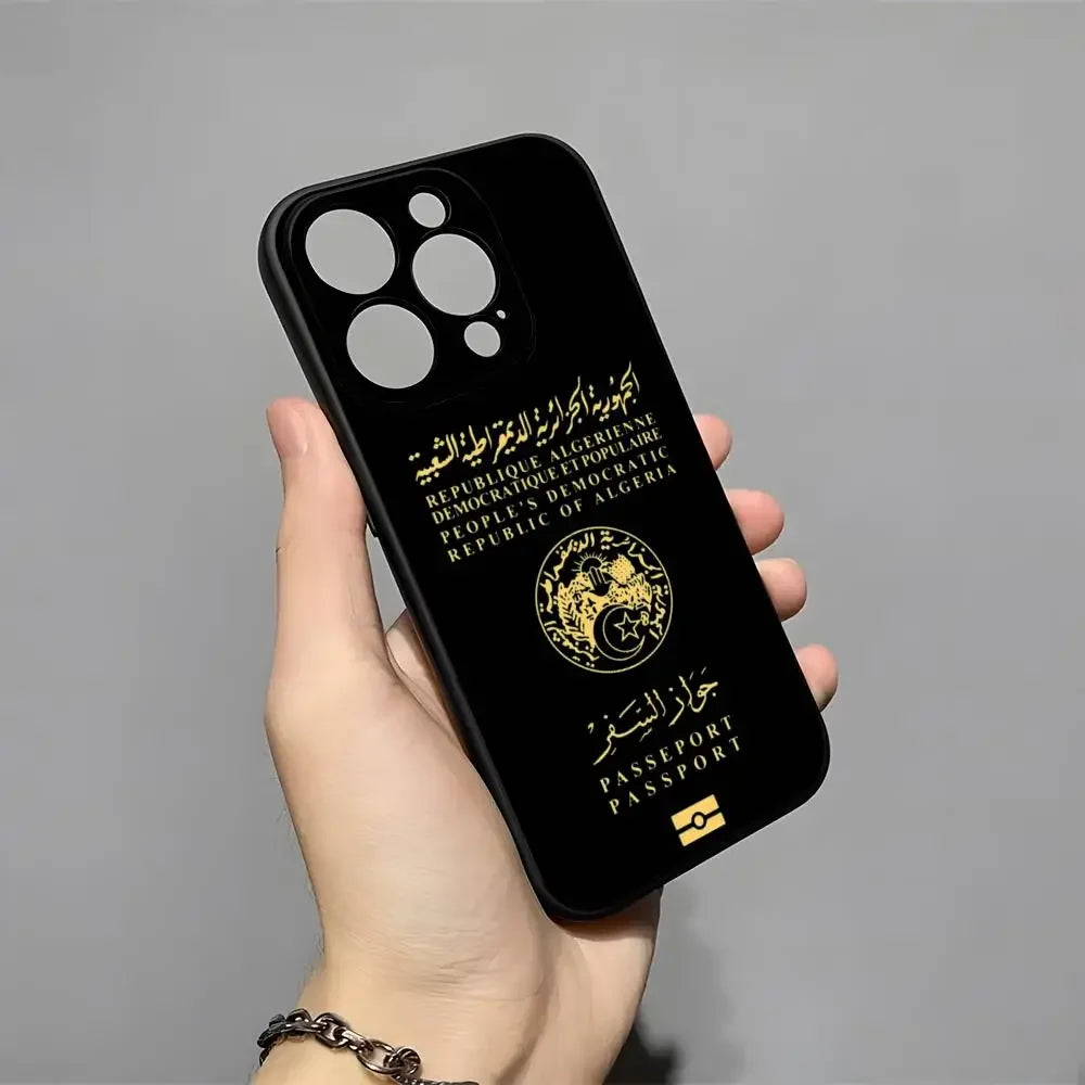 Algeria Map Flag Passport Phone Case For iPhone 17 16 15 11 12 14 13 Pro Max Mini XS XR 7 Plus 17E Air Shockproof Silicone Cover