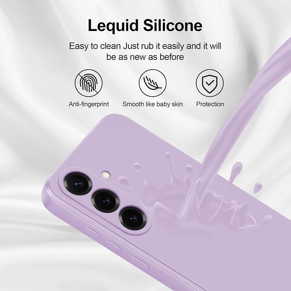 Square Silicone Soft Case For Samsung Galaxy S25 Edge S24 S23 S21 S20 FE S22 Ultra Plus Luxury Matte Back Cover Coque Fundas