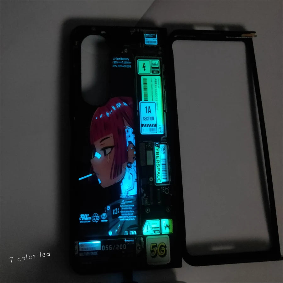 For Google Pixel Fold LED Case Silicone Glass Full Protect Luminous Shell Pixel Fold 5G Flash Phone Cover Full Fundas Coque