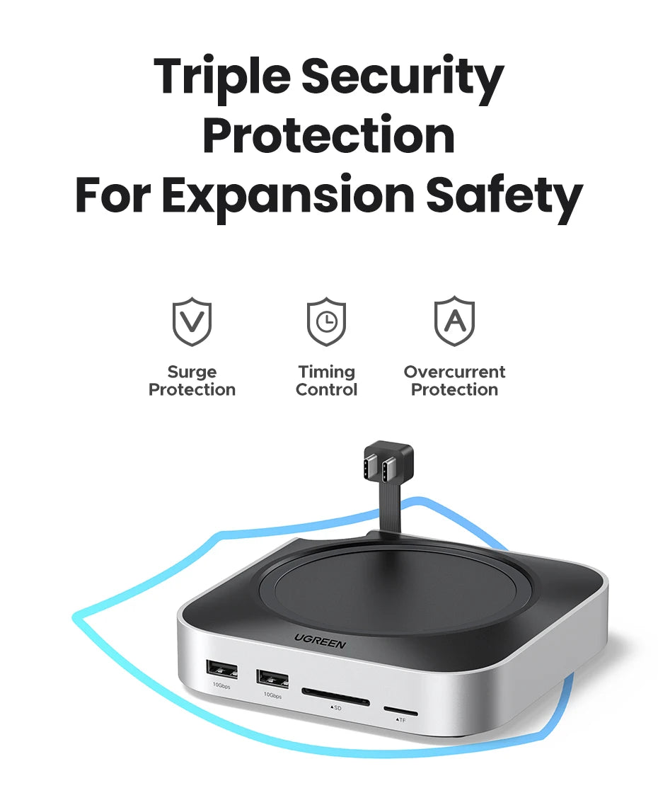 UGREEN Mac Mini Docking Station USB HUB Type-C to DP 4K240Hz M.2 NVMe SSD Slot 10Gbps SD&TF 3.5MM for Mac Mini M4/M5Pro/M6Stand