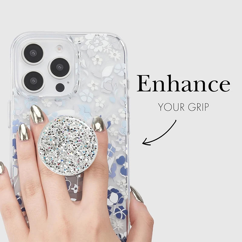 Glitter Phone Grip Socket Foldable Phone Holder Ring Holder With Adhesive for Iphone 17 16 15 14 13 Samsung Grip Tok Bracket