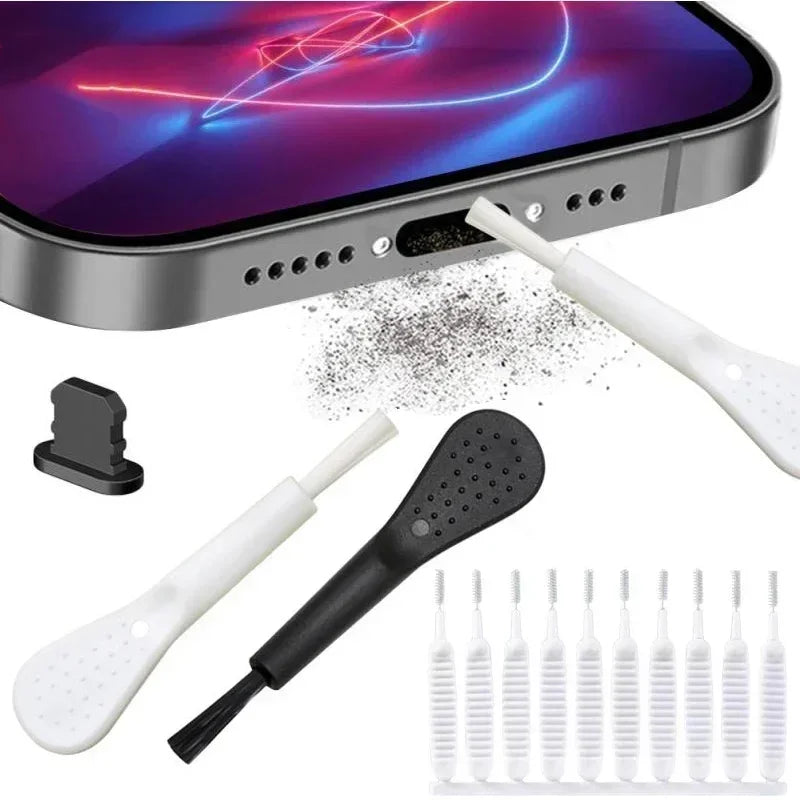 10/1Pcs Cell Phone Charging Port Dust Plug with Cleaning Brush for iPhone 15 Pro Max Plus Samsung Xiaomi iOS Type C Cleaner Set
