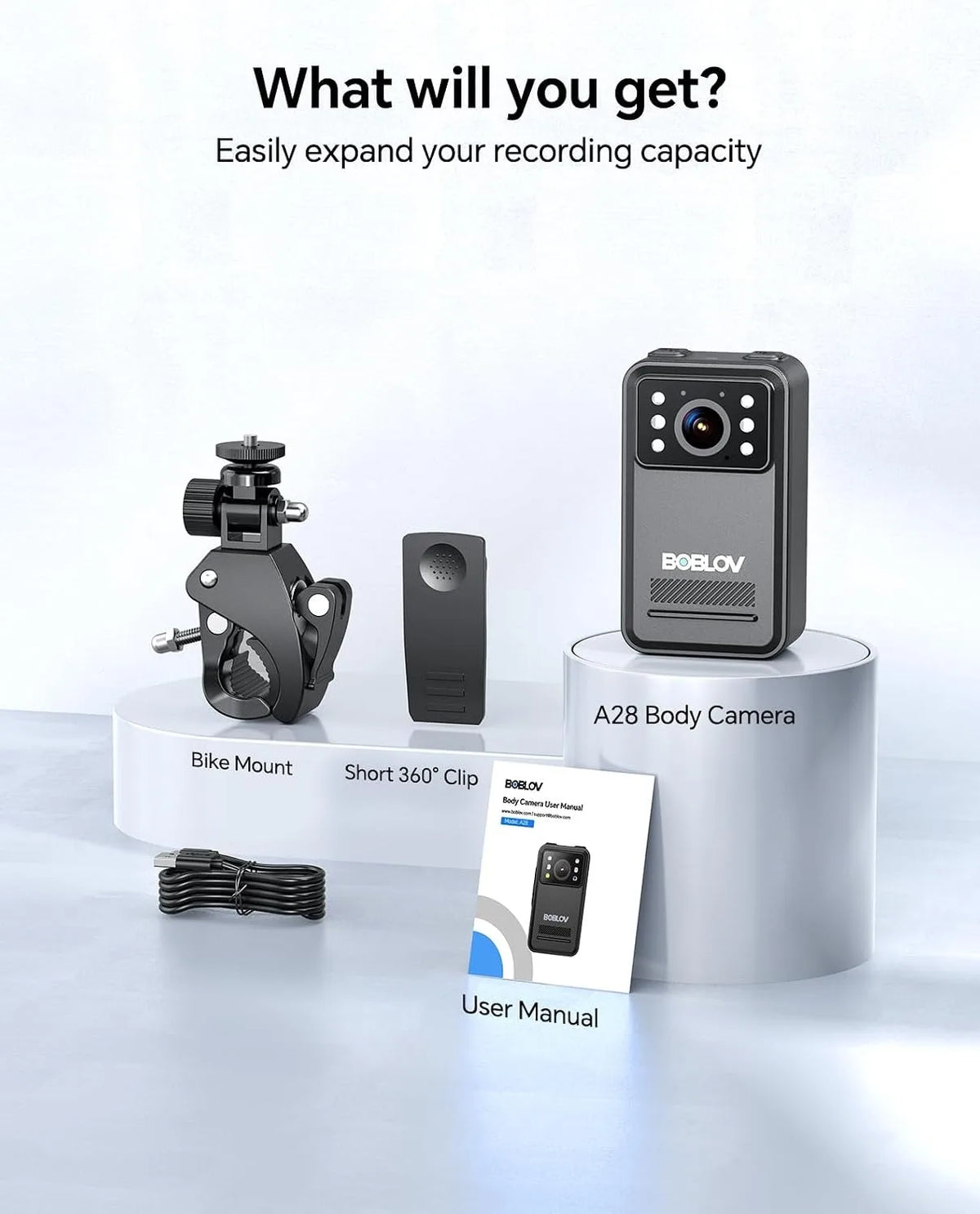 BOBLOV Mini Camera 1.54 Inch Display 2K 9 Hours Battery Recording Cam with Night Vision Wearable Body Camera for Bike Riding