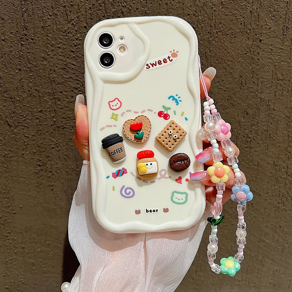 Cute 3D Pig Bracelet Wrist Chain Lanyard Clear Soft Phone Case For iPhone 17 16 13 14 15 Pro Max 11 12 XR XS X 7 8 Plus SE Cover