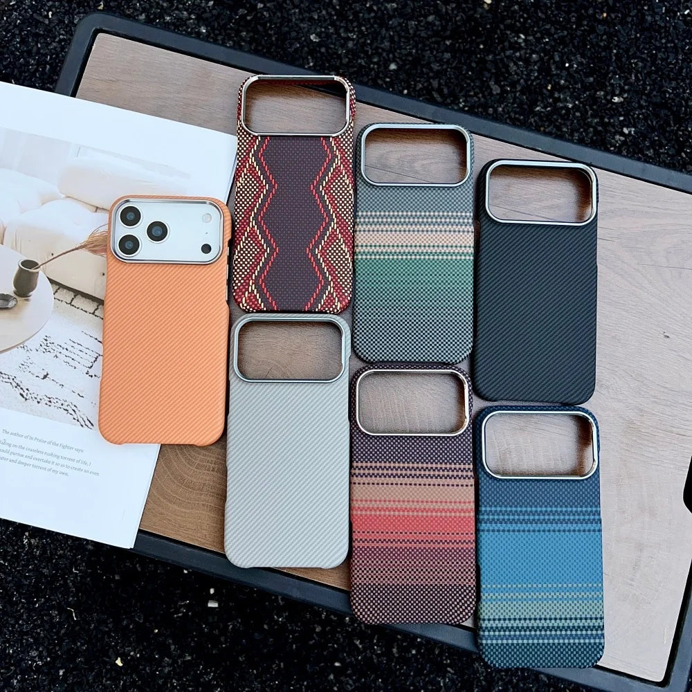 Luxury Slim Carbon Fibre Texture Magnetic Charging Case For iPhone 17 Air 16 Plus 15 14 13 Pro Max For Magsafe Protect PC Cover
