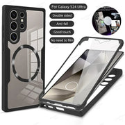 360° Full Shockproof Case for Samsung Galaxy S25 S24 S23 S22 S21 Ultra Plus FE Wireless Charging Transparent Cover