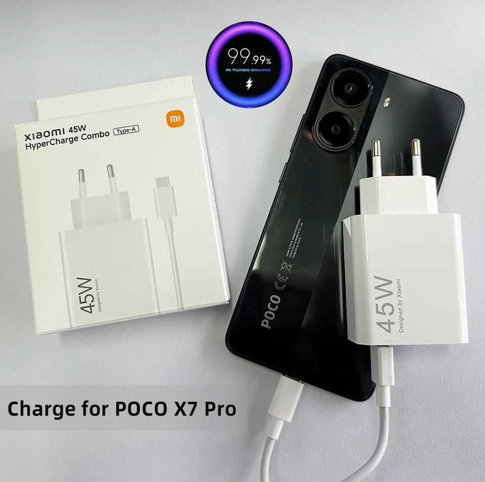 Oirginal XIAOMI 45W Charger Type C Turbo Charge Fast Charging Adapter Redmi Note 15 14 13 12 11 X Pro 10t Poco M7 X7 K40 Pad 6